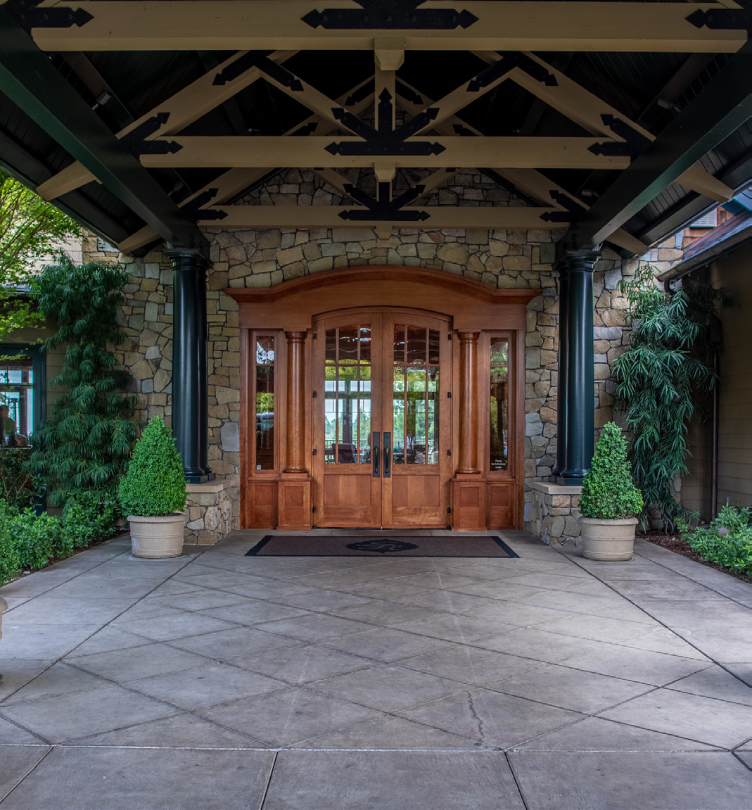 Covered entrance at Sharon Heights